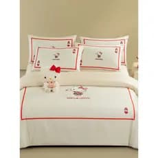 2026 novo estilo genuíno hellokitty algodão de fibra longa conjunto de quatro peças 100 contagem algodão cama pele-amigá