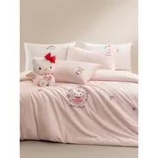 2026 novo estilo Hello Kitty genuíno autorizado algodão de fibra longa conjunto de quatro peças rosa algodão cama puro
