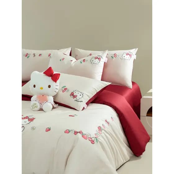 2026 novo estilo genuíno hellokitty algodão de fibra longa conjunto de quatro peças algodão menina coração conjunto de 4