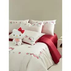 2026 novo estilo genuíno hellokitty algodão de fibra longa conjunto de quatro peças algodão menina coração conjunto de 4