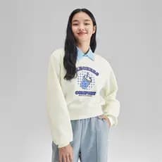 Skechers Skechers outono feminino leite chá urso velo curto topo elegante all-match na moda all-match moletom