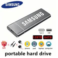 Expansão De Disco Rígido Portátil Samsung SSD 64 Tb/32/16/8/4/2/1 USB3.1 128