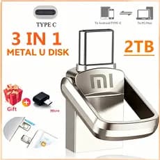 2TB Real Mini 3in1Type-C Metal À Prova Dwaterproof Água Pen Drive 1TB 512GB 256GB 128GB Adaptador Grátis 64GB 32GB 16GB-