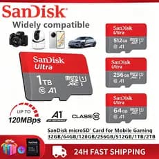 Cartão Ultra Micro SD De 2TB , 16GB , 32GB , 64GB , 128GB , 256GB , 512GB , 1TB , A1 , Classe 10 UHS-I , De Memória De A