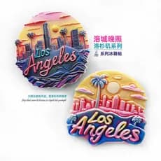 Ímã de Geladeira do Pôr do Sol de Los Angeles, Souvenir de Viagem, Adesivo Magnético de Resina 3D, Presente Artesanal D