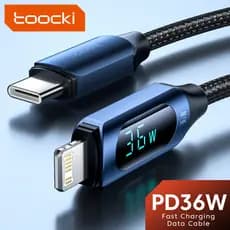 O cabo de dados para celular com display digital Toocki é adequado para o protocolo de carregamento rápido PD20W APPLE 2