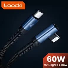 O cabo de carregamento para celular Toocki PD60W com conector em ângulo é adequado para Huawei, Samsung, Xiaomi, Apple 1