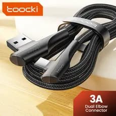 Cabo de Dados para Jogos Toocki Dual-Elbow, Cabo USB de Carregamento Rápido Compatível com Samsung, Huawei, Xiaomi, Cabo