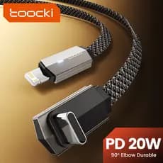Cabo de Dados Toocki Elbow PD20W em Liga de Alumínio, Cabo de Carregamento Rápido C-L, Compatível com iPhone 8-14, Cabo