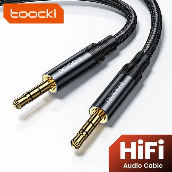 Cabo de Áudio Toocki 3.5mm Macho-Macho 3 Pinos AUX para Fone de Ouvido, Alto-falante, Computador, Conexão de Alto-falant