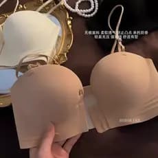 Novo estilo fivela frontal sem alças antiderrapante tubo superior roupa interior feminina seios pequenos reunidos olhar