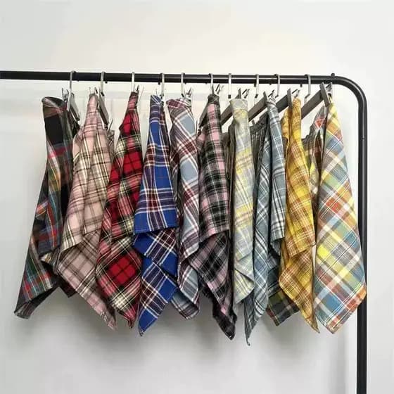P saia xadrez cortina saia cortina Jeans peido cortina em camadas High-End peido cortina calças outono inverno combinand