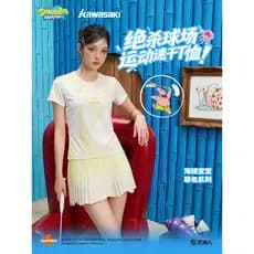 Kawasaki Bob Esponja Calça Quadrada Joint Badminton Jersey Terno Feminino Verão Novo Estilo Esportes Secagem Rápida Curt