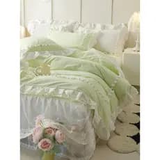 Ins pequena cama fresca conjunto de quatro peças puro algodão renda borda cama saia algodão 100 colcha capa bola cama fa
