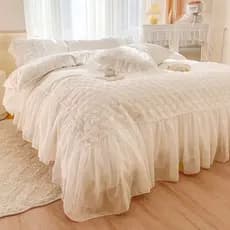 Ins luz nórdica luxo fada renda branca estilo princesa cama de algodão conjunto de quatro peças lençol de algodão puro r