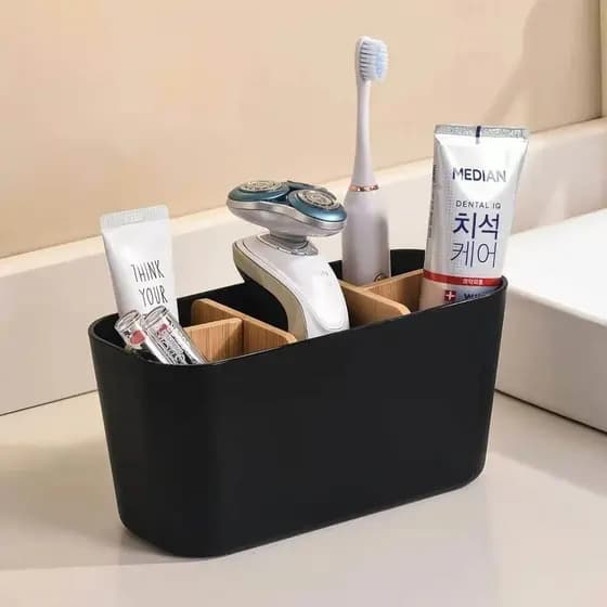 Compartimento de madeira de bambu caixa de armazenamento Desktop destacável caixa de armazenamento de cosméticos papelar