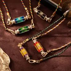 Europeu americano dia dos namorados colorido tarô colar nicho Design estrela olho pingente banhado a ouro preservação de