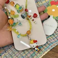 Escolhendo Laranjas!Sabor laranja verão fresco Mori frisado pulseira colorido dopamina kt gato pingente de corrente do t