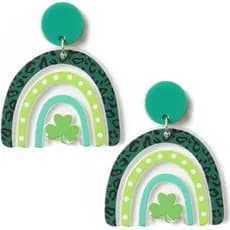 Brincos de Dia de São Patrício para Mulheres, Brincos Pendentes de Acrílico Verde Irlandês com Trevo, Acessórios e Decor