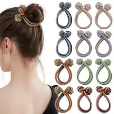 12 Laços de Cabelo com Nó Chinês para Mulheres, Elásticos Coloridos de Alta Elasticidade para Penteados em Rabo de Caval