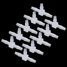 Conector T de 3/16" com Espigas Iguais, Conector T de Plástico de 3 Vias, Adaptador de Espigas para Mangueira, Conector
