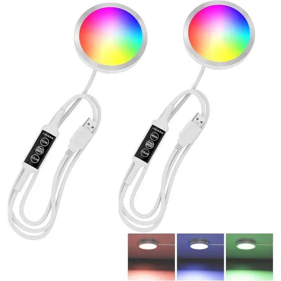 Luzes Puck 5V Alimentadas por USB Único, Temperatura de Cor RGB Ajustável e Regulável, Luz para Abaixo do Armário, Kit d