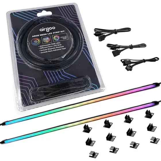 Airgoo NEON Fita LED RGB Endereçável para PC, 15,75 x 0,55 x 0,28 polegadas, Tubo de Borracha de Silicone Difuso, para C