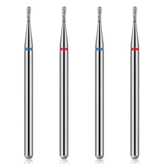 Conjunto de 4 Brocas Redondas Cónicas para Cutículas com Haste de 3/32'', Brocas para Manicure, Removedor de Cutículas, 