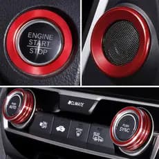 5 Peças para Honda Civic 2016 2017 2018 2019 2020 2021, Capa para Botão de Partida/Parada do Motor, Interruptor de Ar Co