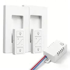 Interruptor Dimmer Sem Fio, Kit com 2 Controles Remotos e 1 Receptor, Compatível com Controle de Voz Alexa, Interruptor