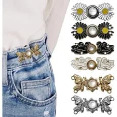 6 botões para calças jeans e vestidos, grandes e soltos, clipes DIY para ajustar a cintura, fivela ajustável para costur