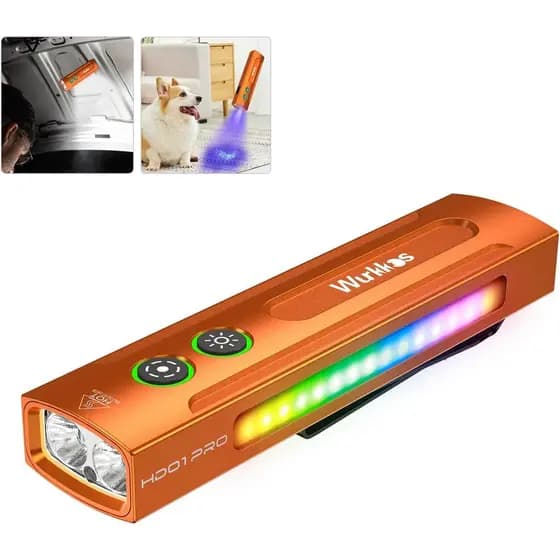 Lanterna UV Wurkkos HD01PRO com LED UV e Branco, 1200 Lúmens, Luz RGB, Recarregável, EDC, Emergência, Detecção de Urina