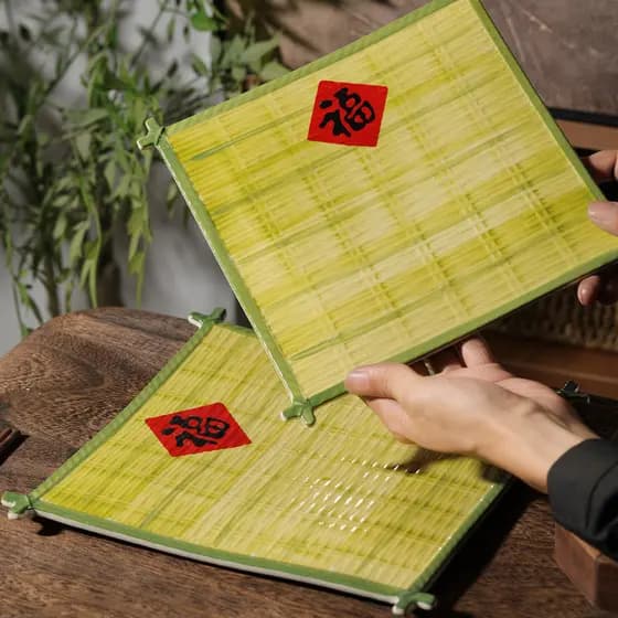 Cerâmica bambu tecido placa quadrada comercial panela quente restaurante prato churrasco restaurante placa especial cria