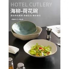 Tigela de salada estilo japonês, tigela de macarrão de cerâmica de alto valor, criativa, doméstica, formato especial, ta