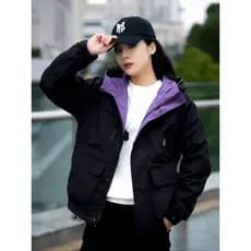 Primavera outono inverno masculino feminino mesmo estilo jaqueta com capuz jaqueta de dois lados casal usar jaqueta Shan