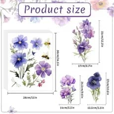 9 Peças de Adesivos de Parede com Flores, Adesivos de Flores para Paredes, Adesivos de Vinil com Flores, Adesivos de Par