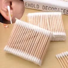 200 cotonetes de algodão de duas cabeças, maquiagem descartável, guardanapo sanitário, limpeza de orelha, colher de made