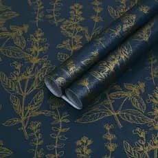 Papel de Parede Adesivo Azul, Papel de Parede Floral Azul Removível para Armários, Papel de Parede Vintage Autoadesivo p