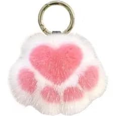 Chaveiro de Pata de Gato de Pelúcia Super Fofo, Macio, Quente e Confortável, Rosa, para Bolsa ou Mochila