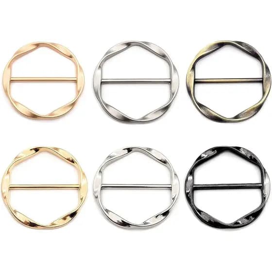6 Peças de Clipes para Camisa, Anéis para Lenço, Fivelas de Metal para Amarrar a Lateral da Camiseta, Suporte Elegante p