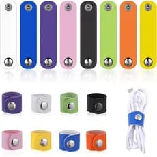 16 Peças Organizador de Cabos de Couro, 8 Cores, Suporte de Cabos em Couro PU, Reutilizável, Organizador de Cabos Colori