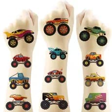 60 Adesivos Temporários de Tatuagem de Caminhão, Suprimentos para Festa de Aniversário de Caminhão, Adesivos de Tatuagen