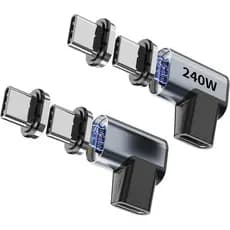 Adaptador USB-C 2 Peças, com 4 Pontas de Conexão, Adaptador USB C Destacável 240W, Extensor Magnético USBC de 90 Graus,