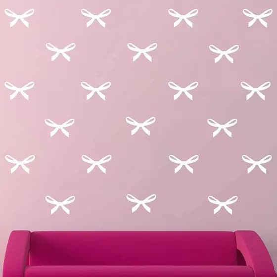Melissalove 48 peças de Adesivos de Parede com Laços Rosa para Quarto Infantil, Decoração de Quarto de Princesa, Adesivo