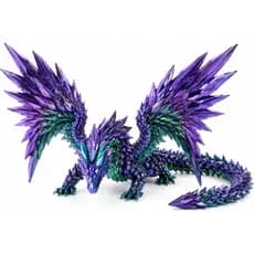 Dragão de Cristal Gigante Articulado de 18", Estilo Sem Dentes (Azul, Verde, Roxo)