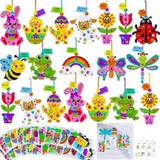 Winlyn 24 Conjuntos de Kits de Artesanato de Primavera, Artesanato de Páscoa DIY, Coelhinho, Cordeirinho, Pintainho, Ovo