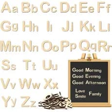 Kit de 52 Letras Magnéticas de Madeira Xuhal para Crianças de 1 a 3 Anos, Alfabeto Magnético Pequeno com Letras Maiúscul