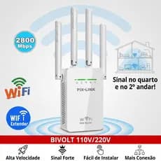 Repetidor Sinal Wifi Amplificador Pix-link 4 Antenas 2800mbps Extensor Longo Alcance Potente Roteador Sem Fio /110V/220V