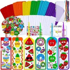 Winlyn 36 Sets Fruit Craft Kits Summer Crafts DIY Fruit Dessert Bookmarks Art Sets Apple Pineapple Watermelon Foam Stick
