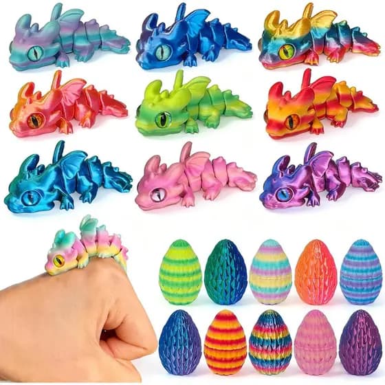 10 Peças de Ovos de Dragão Impressos em 3D com Dragão Dentro, Brinquedos Articulados para Crianças e Adolescentes, Lembr